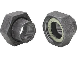 Zwei Gusseisenrohr-Unionhälften mit Innengewinde für Pumpenverschraubungen 1 1/2