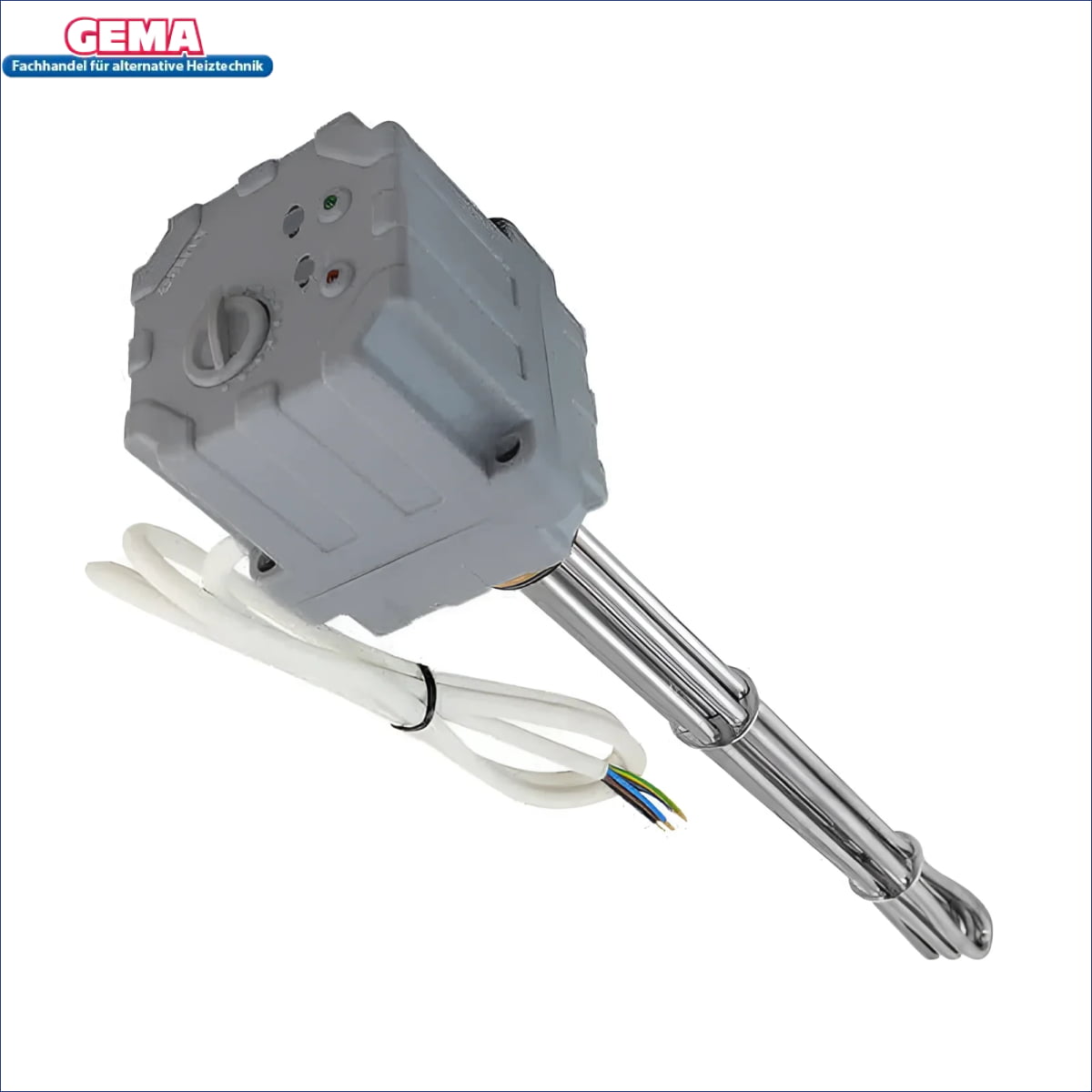 Grauer Elektroheizstab mit Regler und Thermostat 75°C, 4,5 kW, Metallheizelement