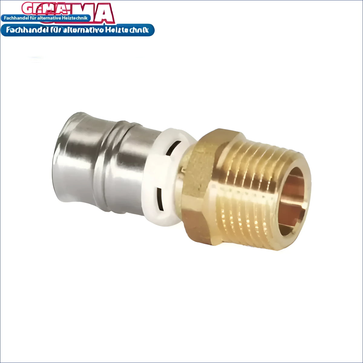 Metallische Rohrfitting mit threaded end für Verbundrohr F50 und Übergangsnippel Presskontur