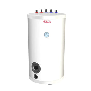 Weiße zylindrische Brauchwasserspeicher 150 L mit Incoloy 825 Heizstab und Anschluss Vorlauf