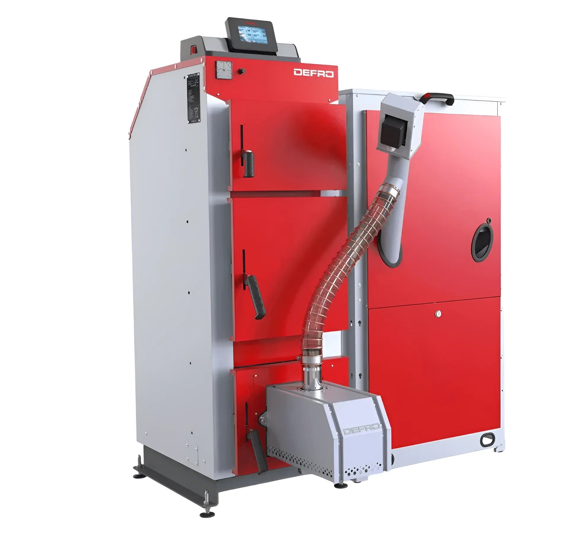 Red und grauer Industrieofen mit innovativen Technologien für Kombi-Pelletkessel Defro Komfort Ekopell 14 kW