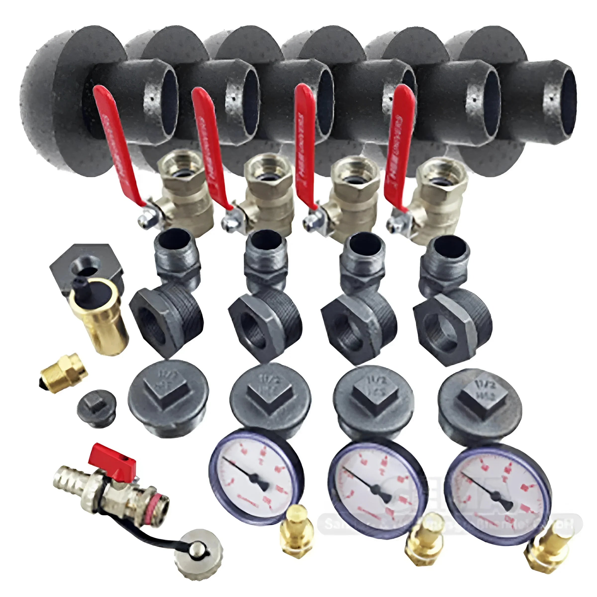 Plumbing manifold mit Ventilen und Fittings für Thermoflux Pelling 25/75 plus Hygienespeicher mit großzügigem Vorratsbehälter