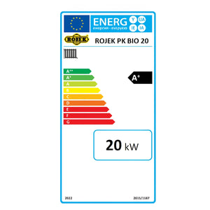 Energieeffizienzlabel für Holzvergaser Rojek PK BIO 20 kW mit Note A+ 🔥💡