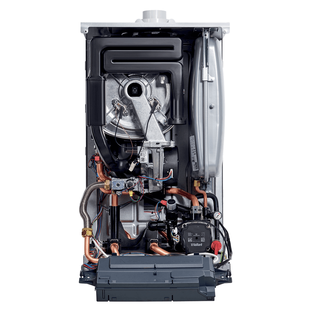 Open-Faced Vaillant ECOTEC Plus Gastherme mit Kupferrohren und Heizungsregler Sensocomfort VRC