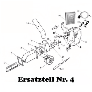 Ersatzteil Nr. 4 für Pelletbrenner 🌡️ - technische Zeichnung mit Komponenten und Zubehör. Ideal für Reparaturen.