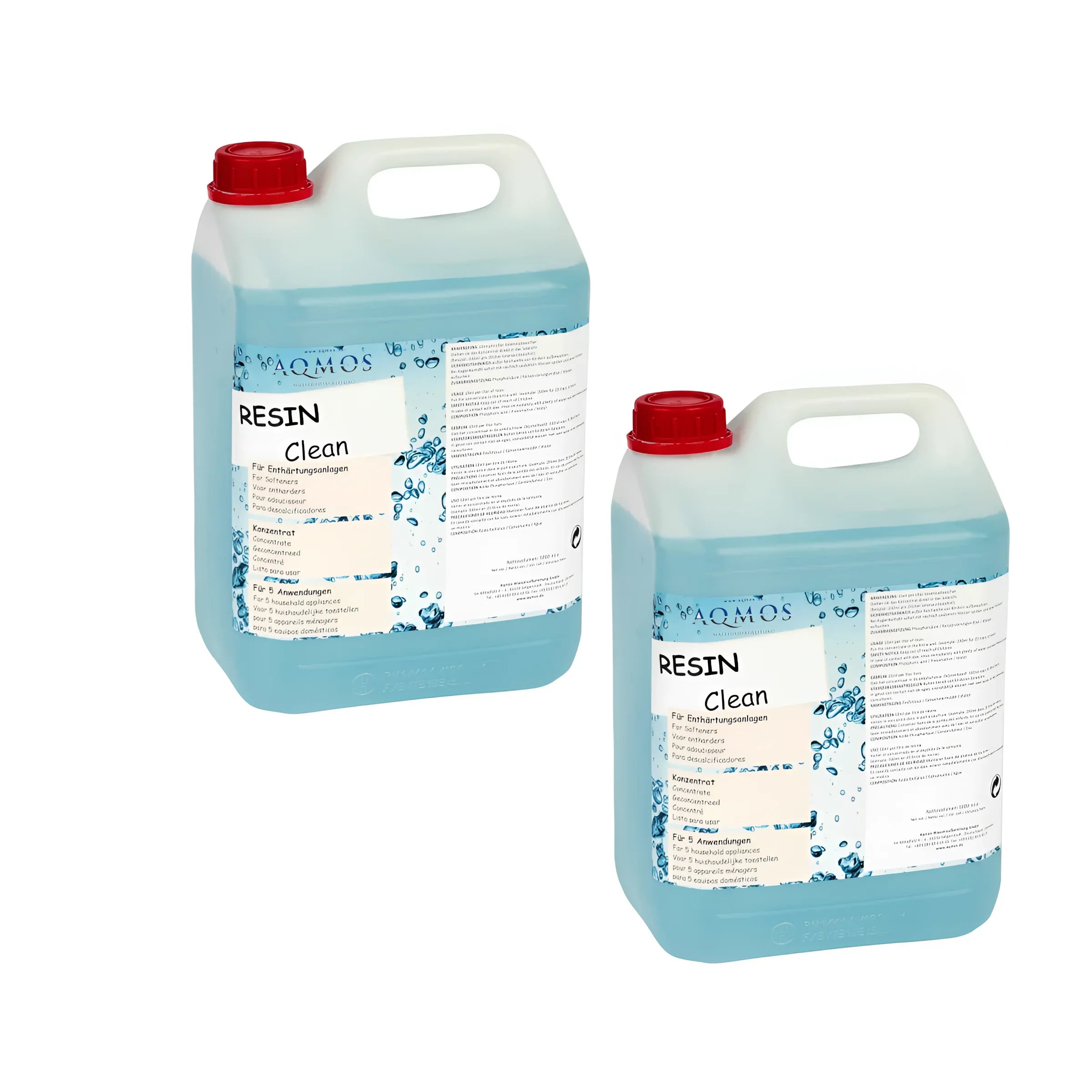 Zwei Behälter mit resin clean für Boiler-Zubehör und Wasserenthärtungsanlagen