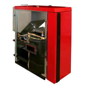 Rotes und silbernes Heizsystem Thermoflux PID mit großer Brennkammer, perfekte Kombination