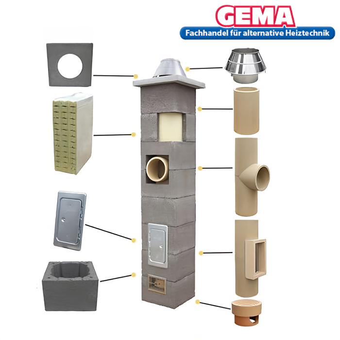13m DN160 Schornstein Bausatz 3-Schalig Massiv