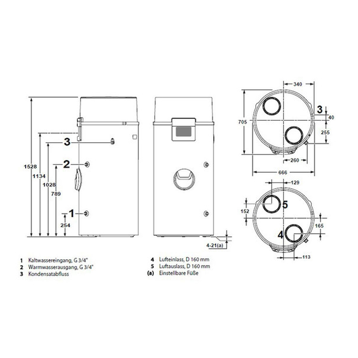 Remeha Warmwasser-Wärmepumpe Azorra Ace 250 Liter 2,4 kW