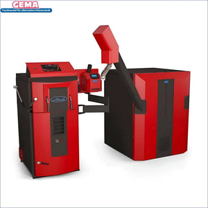 Red und Schwarz Pelletkessel Attack SLX Kombikessel für Holz und Pellets 20 kW