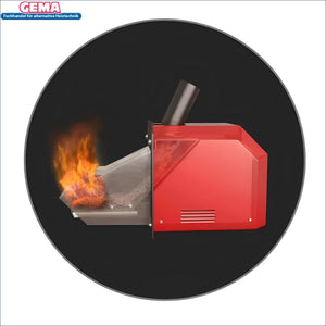 Red Pellet Burner mit Flammen für attack slx kombikessel mit beeindruckendem wirkungsgrad