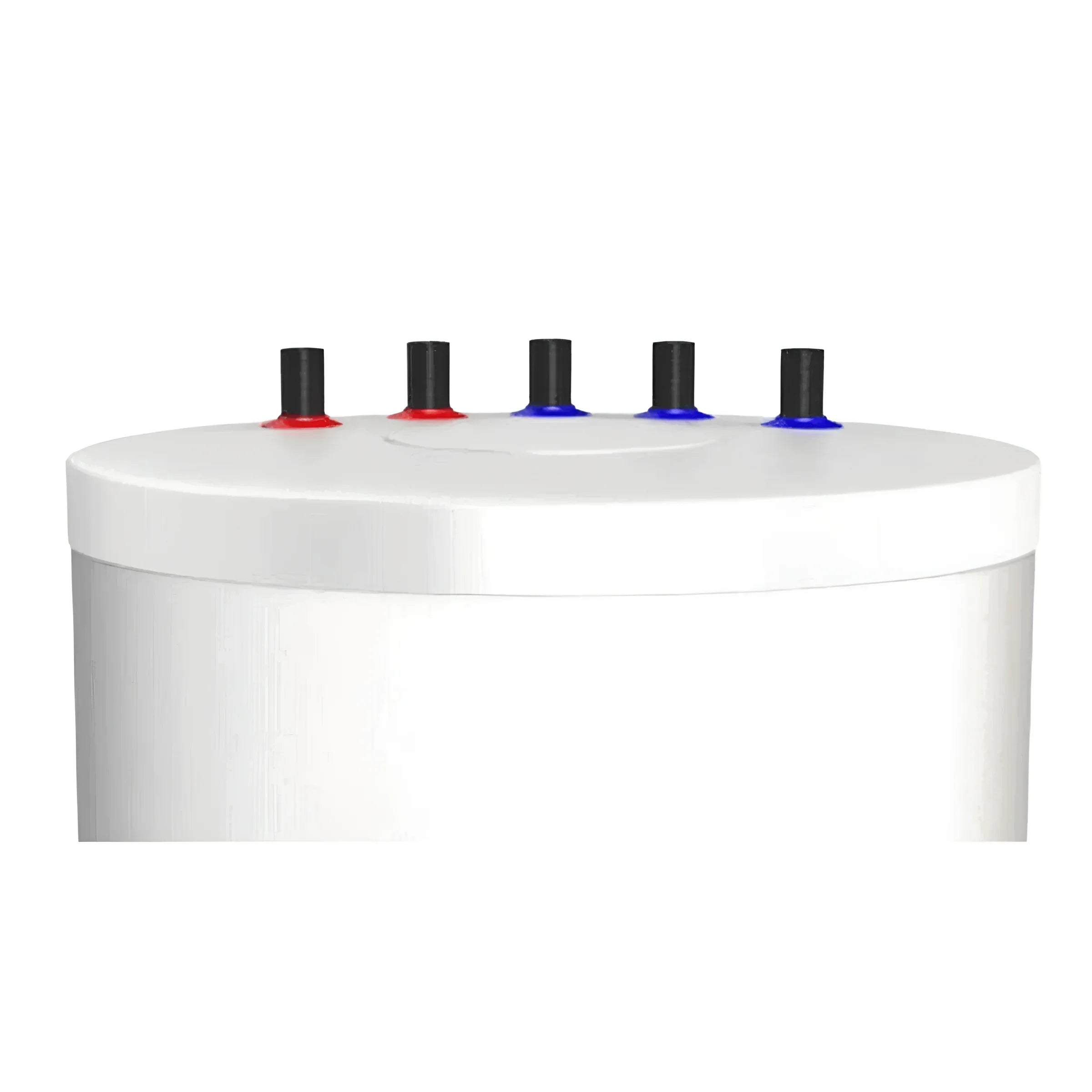 Warmwasserspeicher 120L mit Heizstab, Anschlüsse in rot 🔴 und blau 🔵 für effiziente Warmwasserproduktion.