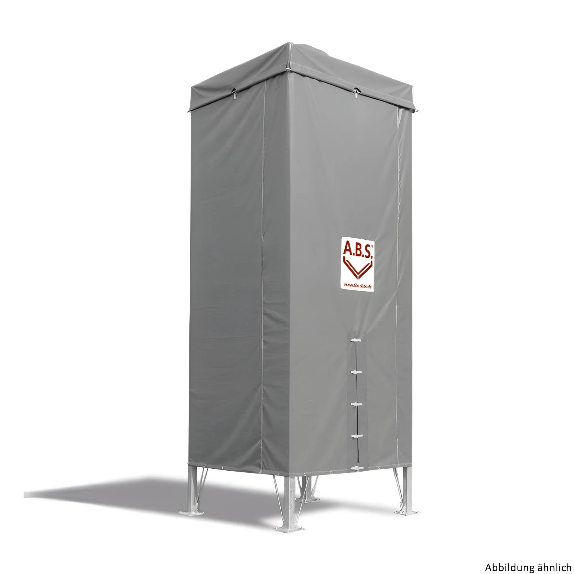 Grauer rechteckiger Container auf Beinen für Pelletsilo mit Gestell, ideal als Boiler-Zubehör