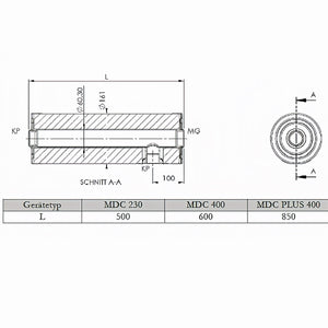 Technische Zeichnung mit Maßen für Durchlauferhitzer MDC 400 plus in drei Modellen