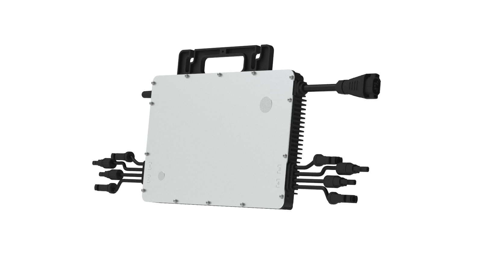 Weiße rechteckige elektrische Box mit Griffen für balkonkraftwerk set 870wp, Hoymiles HMS-800W-2T Mikro-Wechselrichter,