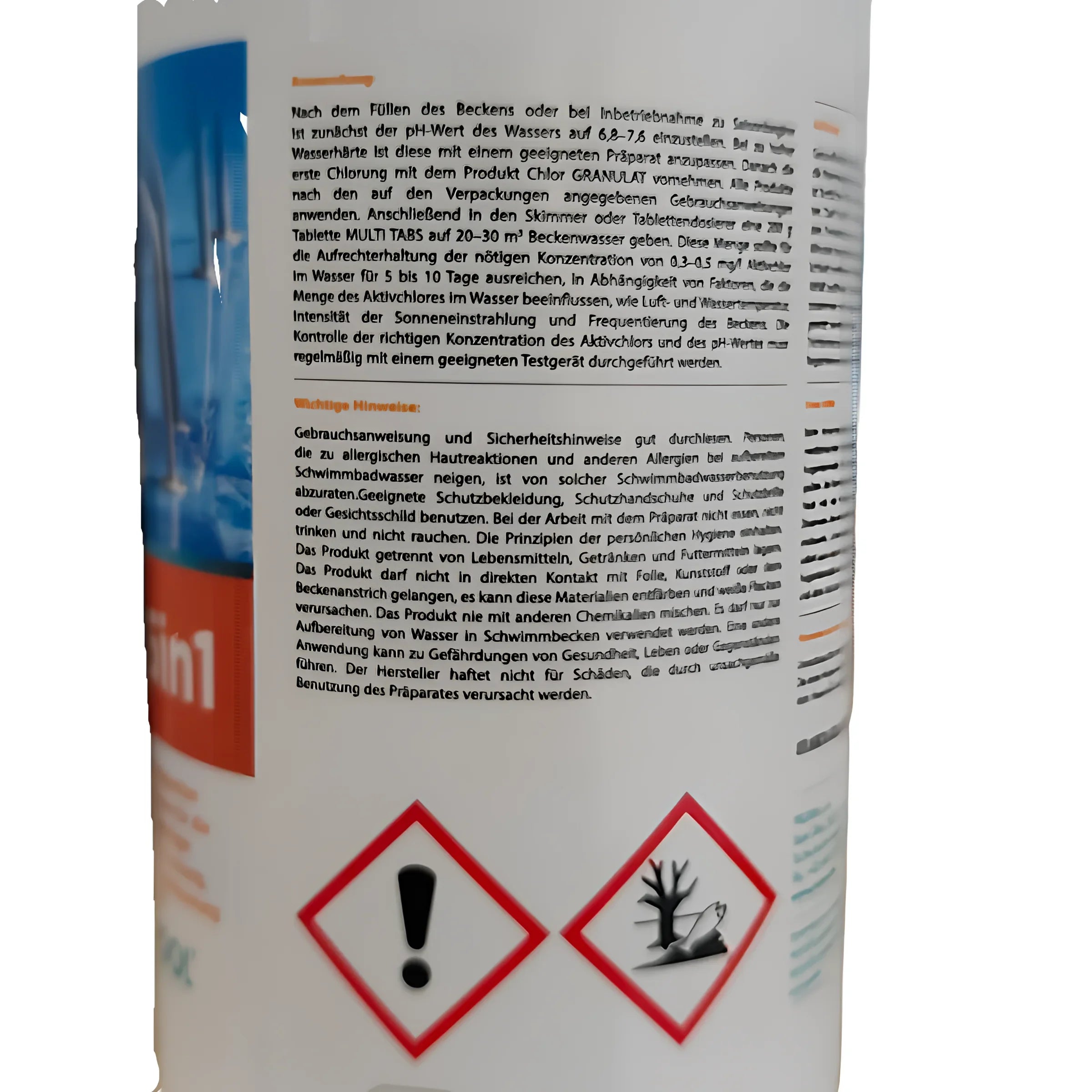 Pool Chlor-Produktlabel für Chlortabletten 5 in 1 mit Multi Tabs 200g chlor start