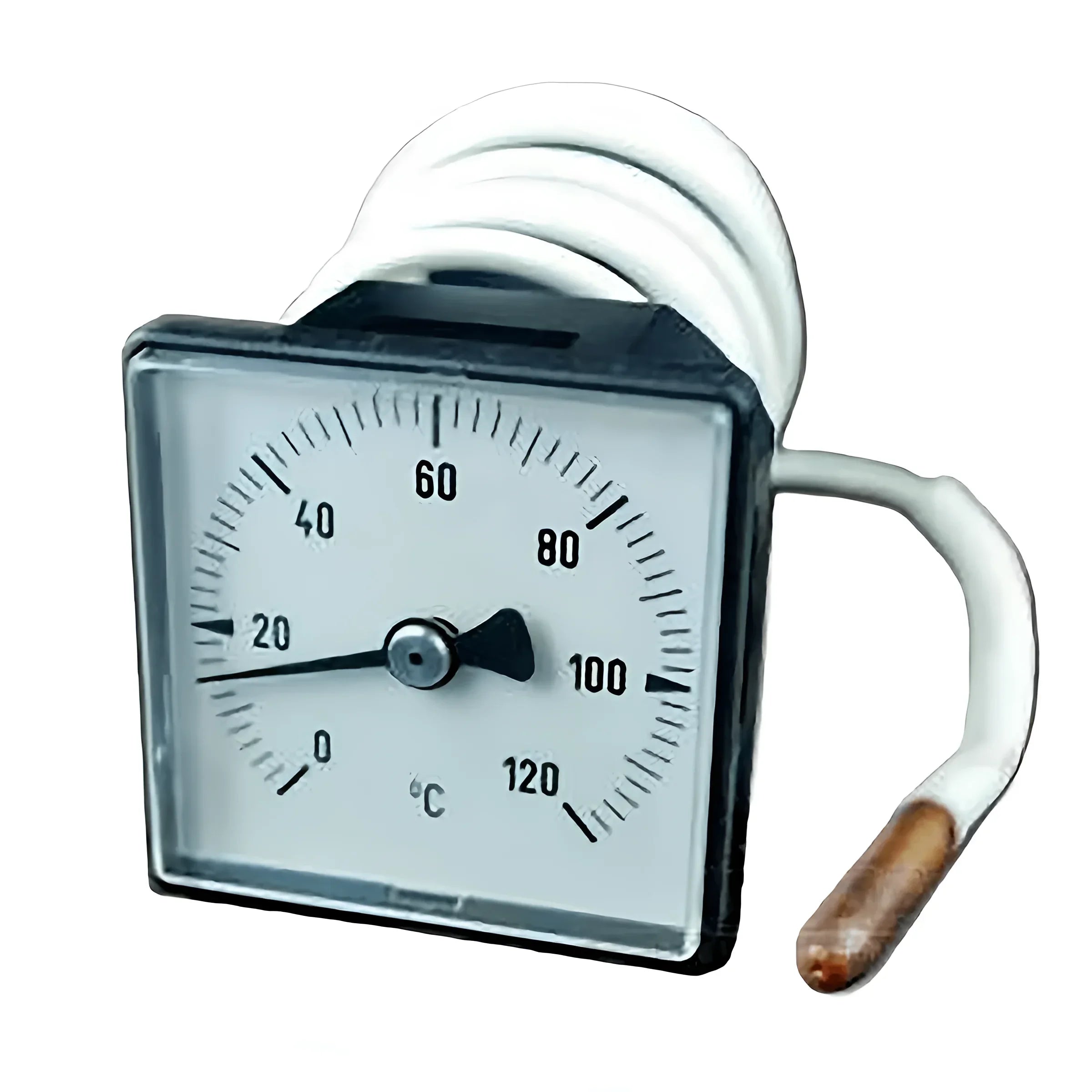 Quadratischer Analoges Thermometer Defro mit Sonde für Kesseltemperaturmessung