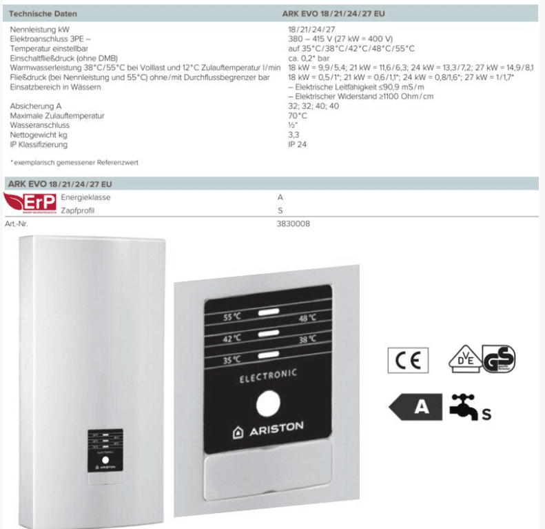 Durchlauferhitzer 18 - 27 kW - GEMA Shop