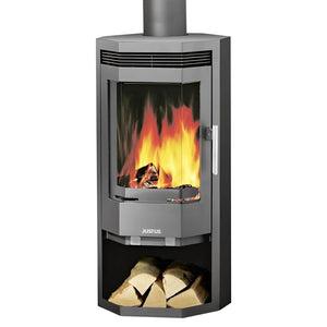 Burning wood stove with storage for Justus Usedom featuring externe Zuluft and 1px solid design