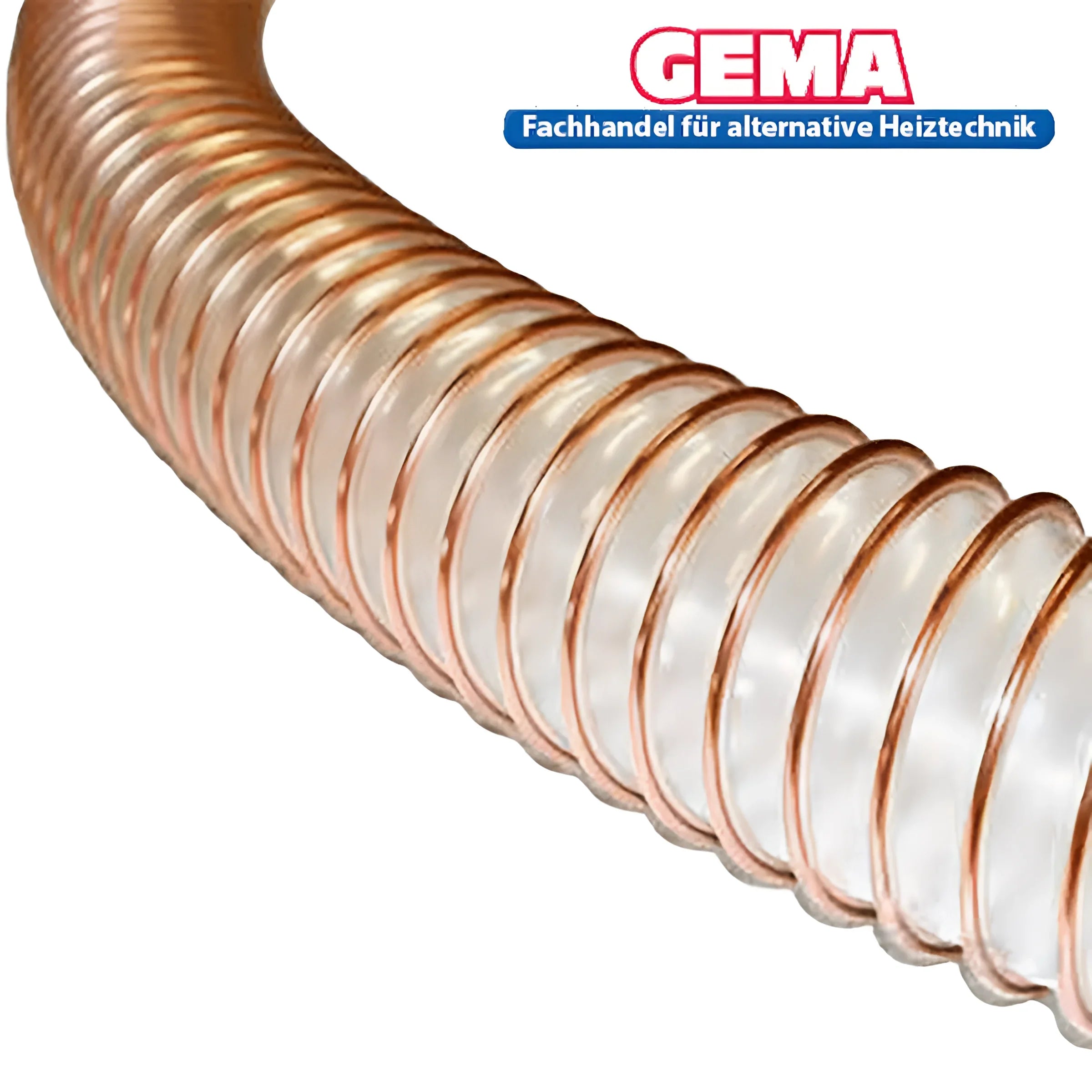 Flexible transparenter Defro Pelletschlauch mit kupferfarbener Verstärkung für Boiler-Zubehör
