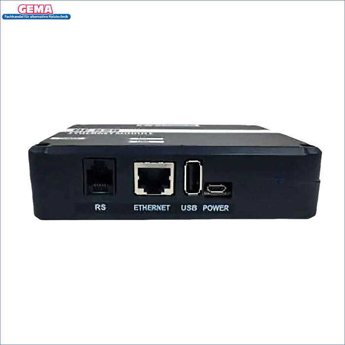 Schwarzes Ethernetmodul EU-505 mit mehreren Anschlüssen für Master/Tech Steuergeräte