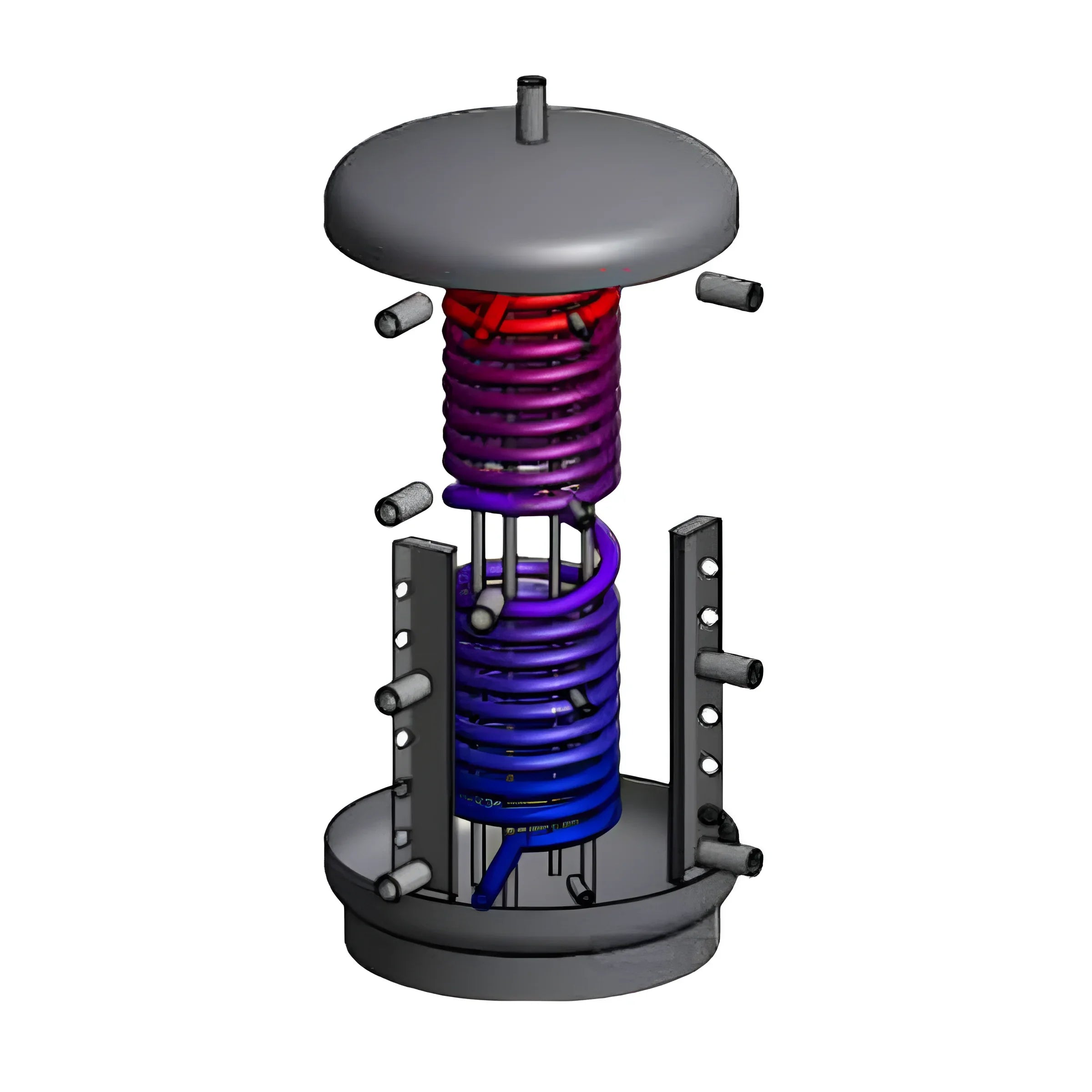Coil Wärmetauscher mit Temperaturgradient im Thermoflux Pelling Hygiene-Frischwasser-Kombispeicher