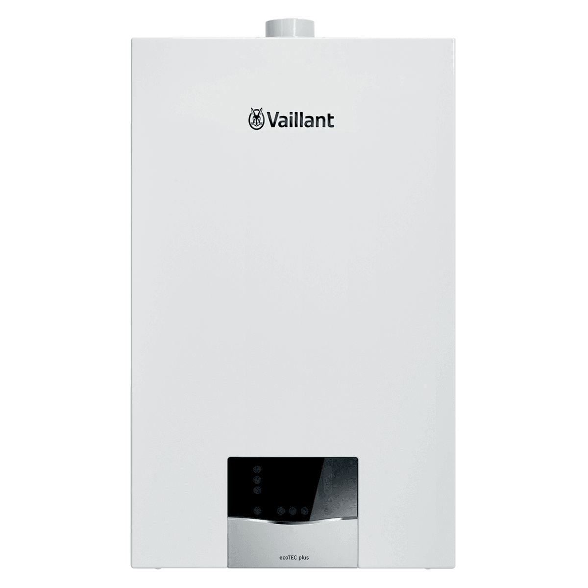 Weiße Vaillant Ecotec Plus Gastherme mit Speicher und Heizungsregler Sensocomfort VRC