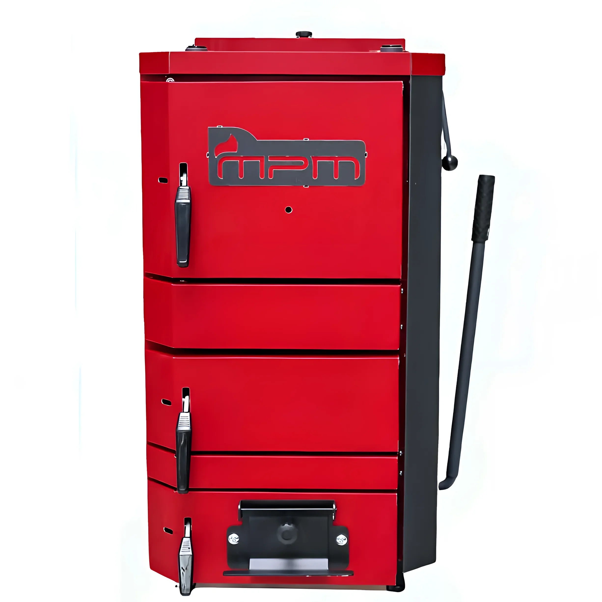 MPM Wood Plus 6 kW 🔥 Holzvergaserkessel in rot für feste Brennstoffe 🌳 mit innovativer Verbrennungstechnologie.