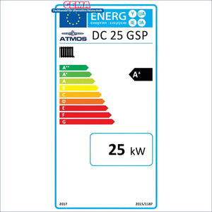 Energieeffizienzlabel für den Heizkessel Atmos GSP mit Pelletsbrenner A25GSP