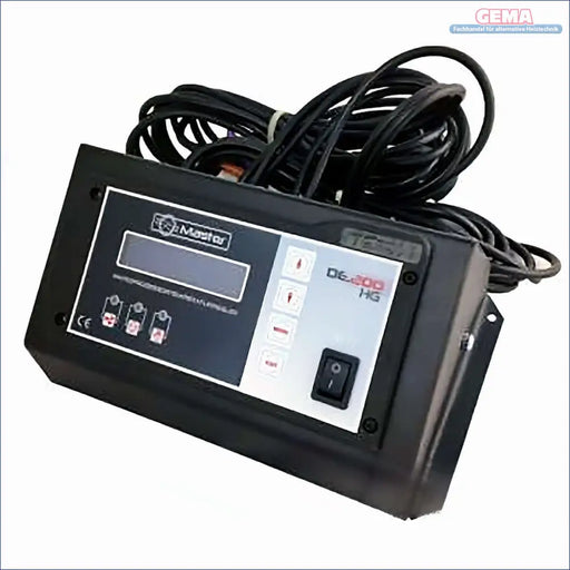 Schwarzes elektronisches Bedienfeld mit Display und Tasten für Master DE.200 HG Temperaturregler