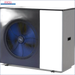Schwarze und weiße Wärmepumpe im Produkt Set DEHER Wärmepumpe Airterm 8 kW+
