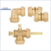 Brass fittings and valves for plumbing, including elbow and control valve, ensuring reliable connections.