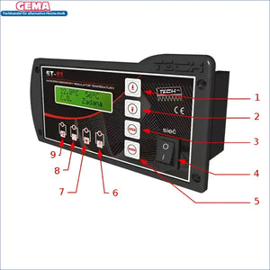 Schwarzer EU-81 Temperaturregler mit Display und Buttons, zPID Steuerung für vielseitigen Einsatz