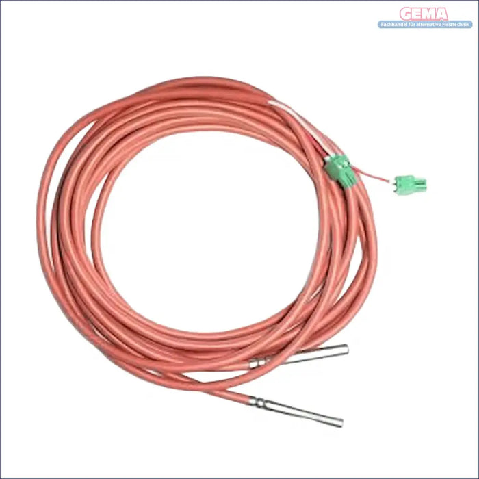 Reddish-brown Kabel mit Metallsonden und grünen Steckern für Temperatursensor-Set