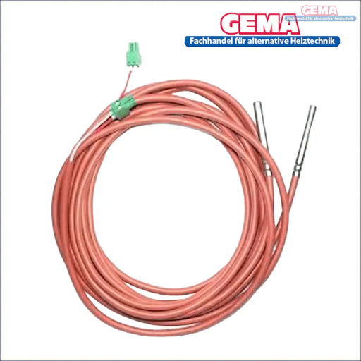 Koilierendes pinkes Kabel mit grünem Stecker und Metallsonden für Temperatursensor-Set