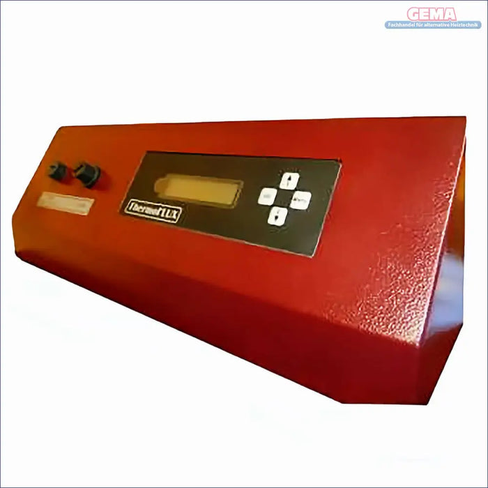 Rotes elektronisches Gerät mit Display und Tasten für ThermoFlux Original Pelling ECO
