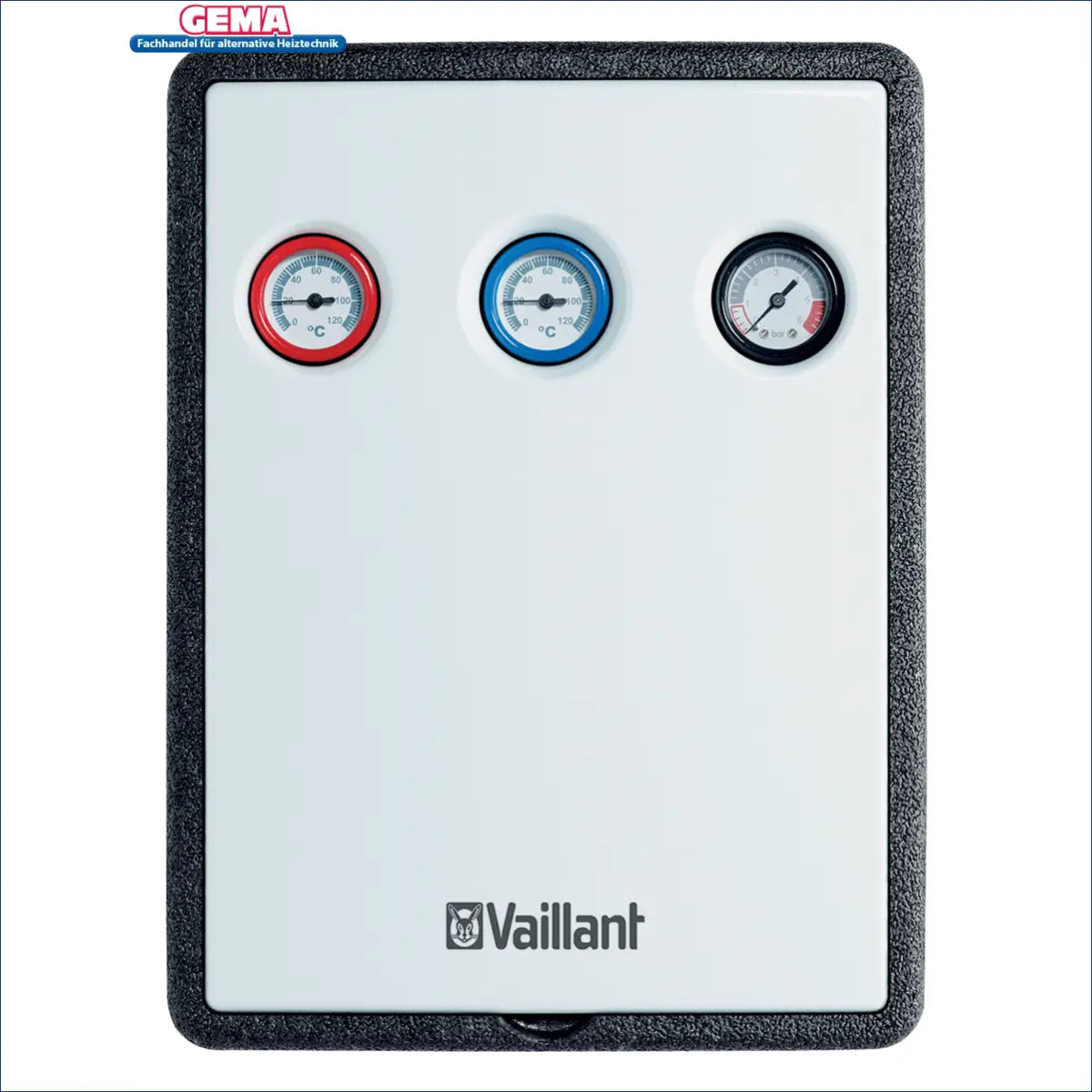 Alt-Text: Vaillant Solarpaket Flachkollektoren und Solarstation VMS mit Vaillant Boiler Steuerung