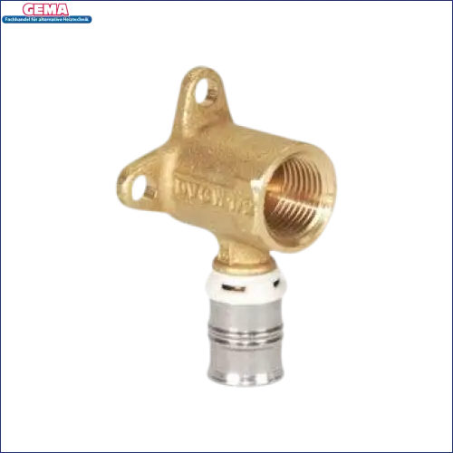Brass wall-mounted plumbing elbow with F50 Wandscheibe für Verbundrohr, rohrwerke alpex f50