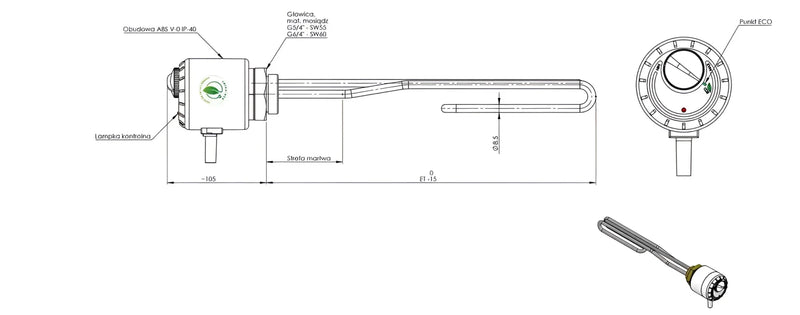 Warmwasserspeicher 100 Liter plus Heizstab TERi 1,5 kW - GEMA Shop