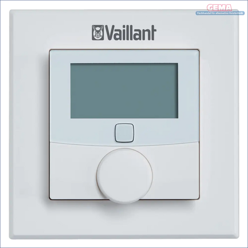 Weißer digitaler Thermostat für mobile Heizungssteuerung auf einem Display